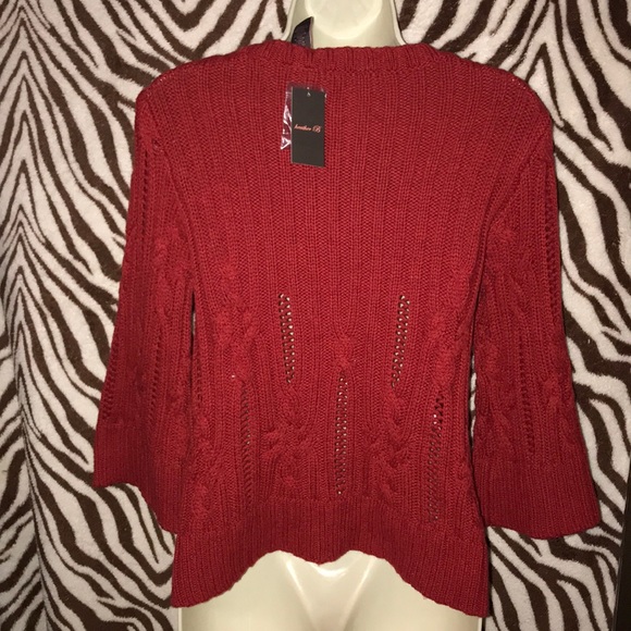 Heather B Small Red sweater jacket with flare 🍒 - Picture 3 of 5